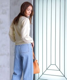 Tiaclasse L 【洗える】ドットチュールコンビニットトップス