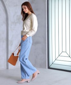 Tiaclasse L 【洗える】ドットチュールコンビニットトップス