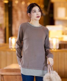 Tiaclasse 【洗える】重ね着風配色ニットチュニック