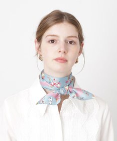 MOONBAT PAUL&JOE ACCESSOIRES(ポール & ジョー) シルクスカーフ 空 オーステルリッツ記念柱 ネコと毛糸 気球 65cm×65cm 手洗いOK