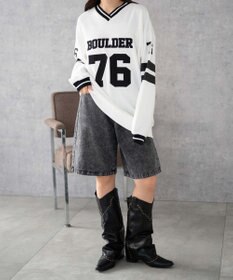 WEGO ナンバリングライン切り替えスウェット