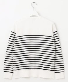 J.PRESS LADIES 【洗える】BASIC HT-COTTON クルーネック ボーダー カーディガン