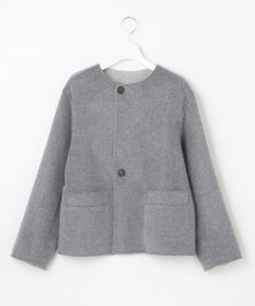 J.PRESS LADIES 【リバーシブル】ウールナイロン リバー ノーカラー ショートコート