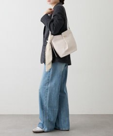 russet ツイードスカーフ付きレザー2WAYショルダーバッグ(CE-1632)