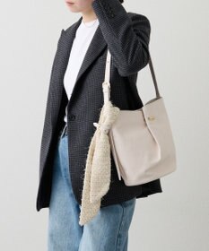 russet ツイードスカーフ付きレザー2WAYショルダーバッグ(CE-1632)