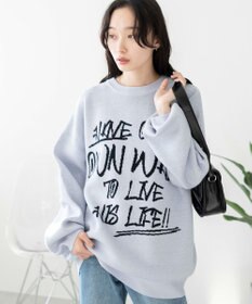 WEGO ハンドライティングジャガードニット