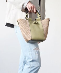 INTER-CHAUSSURES 【LORISTELLA】ラフィアコンビレザーハンドバッグ