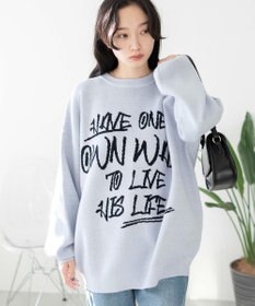 WEGO ハンドライティングジャガードニット