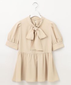 Feroux 【洗える】ペプラム ボウタイブラウス