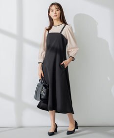 組曲 【洗える】バイカラージョーゼットバックリボン ブラウス