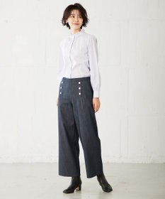 J.PRESS LADIES 【洗える】 BEZ VEGA フリル ストライプ ブラウス