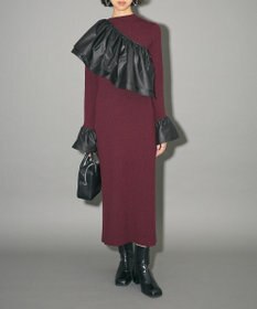 Green Parks フリルベルト付ニットワンピース