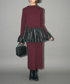 Green Parks フリルベルト付ニットワンピース