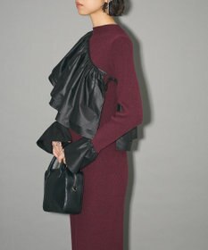 Green Parks フリルベルト付ニットワンピース