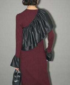 Green Parks フリルベルト付ニットワンピース