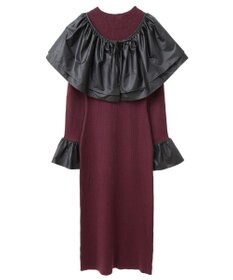 Green Parks フリルベルト付ニットワンピース