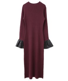 Green Parks フリルベルト付ニットワンピース