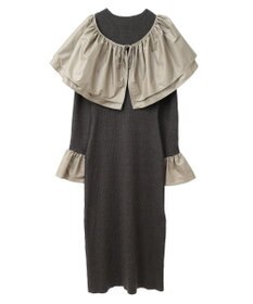 Green Parks フリルベルト付ニットワンピース