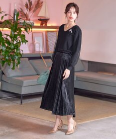 Tiaclasse L 【洗える】ドットチュールコンビニットトップス