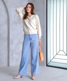 Tiaclasse L 【洗える】ドットチュールコンビニットトップス