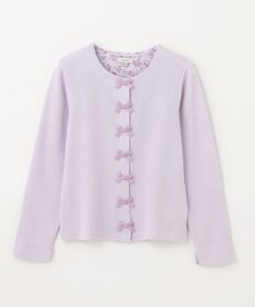 ANY KIDS スナップボタン リボン カーディガン