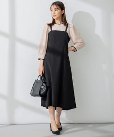 組曲 【洗える】バイカラージョーゼットバックリボン ブラウス