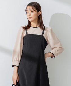 組曲 【洗える】バイカラージョーゼットバックリボン ブラウス