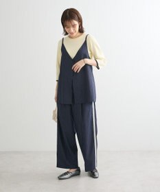 Green Parks ＢＰ　袖口カラーリブ７分袖ニットプルオーバー