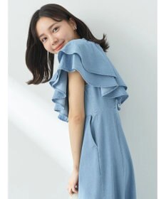earth music&ecology ラッフル前開きデニムワンピース