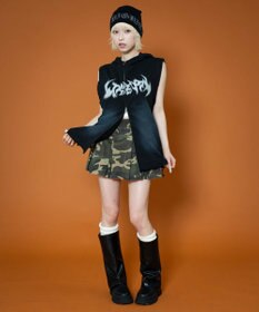 WEGO ノースリーブグラフィックZIPパーカー