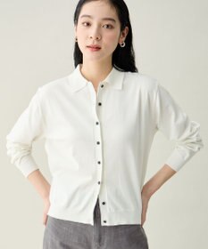 ANY L コットンブレンドポロカーデ