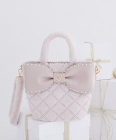 Maison de FLEUR フェイクファーパールリボントートバッグ