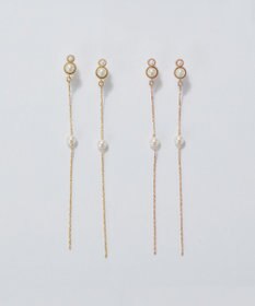 Phoebe 【金属アレルギー対応】ルミナスパールロングセラミックピアス　ゴールド
