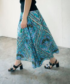 GRACE CONTINENTAL シフォンプリントギャザースカート