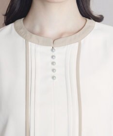 Tiaclasse 【洗える】ピンタック配色ブラウス