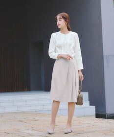 Tiaclasse L 【洗える】ピンタック配色ブラウス