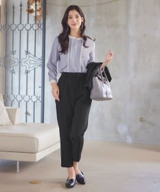 Tiaclasse L 【洗える】ピンタック配色ブラウス