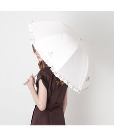 MOONBAT 【日傘】ポール & ジョー (PAUL & JOE　ACCESSOIRES) クリザンテームワンポイント フリル 雨の日OK スライド式 一級遮光 遮熱 UV
