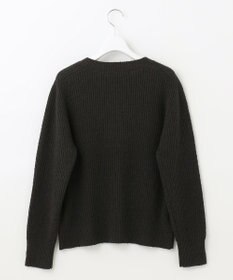 自由区 【洗える】テクスチャーコットンブレンド ビジューデザインニット