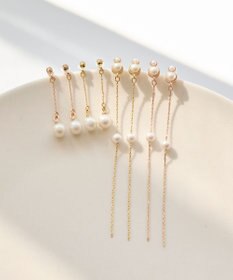 Phoebe 【金属アレルギー対応】ルミナスパールロングセラミックピアス　ゴールド