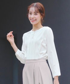 Tiaclasse 【洗える】ピンタック配色ブラウス