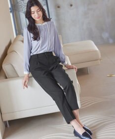 Tiaclasse L 【洗える】ピンタック配色ブラウス