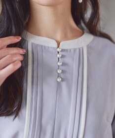 Tiaclasse L 【洗える】ピンタック配色ブラウス