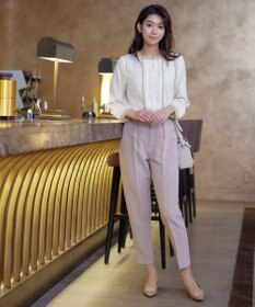 Tiaclasse L 【洗える】ピンタック配色ブラウス