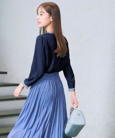 Tiaclasse 【洗える】ピンタック配色ブラウス