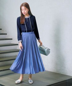 Tiaclasse 【洗える】ピンタック配色ブラウス