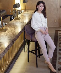 Tiaclasse L 【洗える】ピンタック配色ブラウス