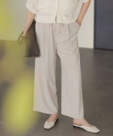 J.PRESS LADIES 【洗える・接触冷感・吸水速乾】Lightジョーゼット ワイド パンツ グレージュ系