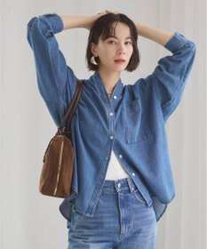 WEGO 【ANGIE VINTAGE】オーバーサイズ バンドカラー デニムシャツ