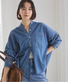 WEGO 【ANGIE VINTAGE】オーバーサイズ バンドカラー デニムシャツ